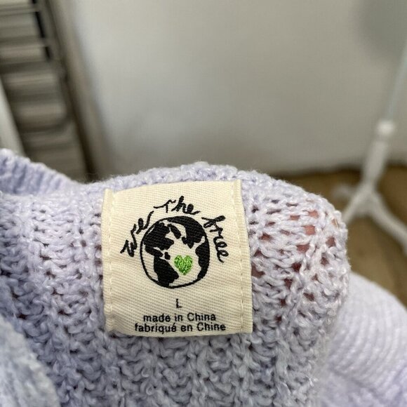 Free People Cropped Drop Shoulder Pullover V-Neck Sweater Periwinkle size Large - Picture 7 of 7